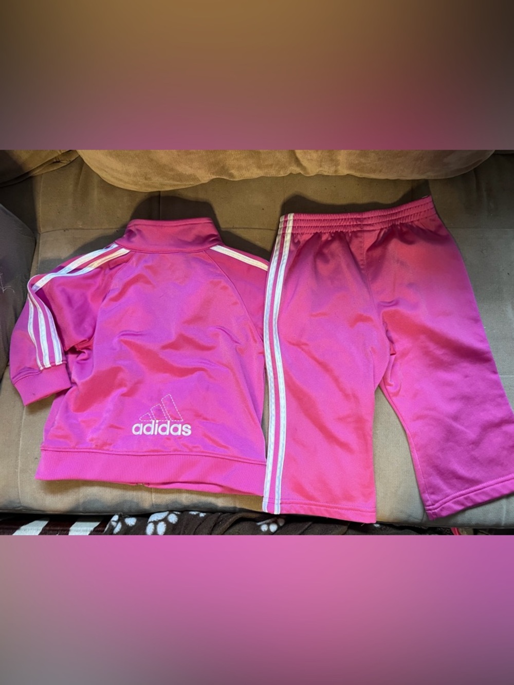 adidas Kids Pink Sweatpants with White Stripes